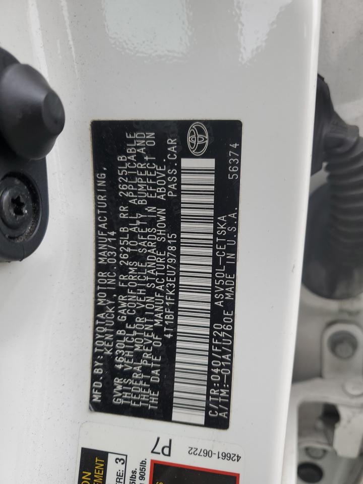 2014 Toyota Camry L VIN: 4T1BF1FK3EU797815 Lot: 82387385