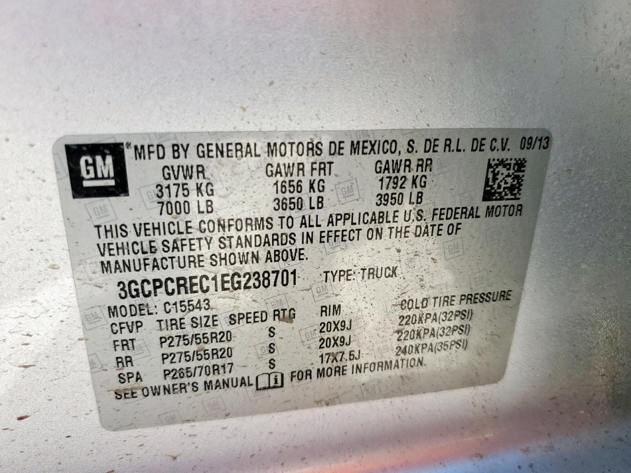 2014 Chevrolet Silverado C1500 Lt VIN: 3GCPCREC1EG238701 Lot: 82363715