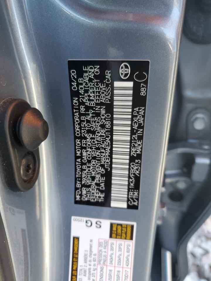 2021 Toyota Corolla Le VIN: JTDEPMAE5MJ118810 Lot: 86432795