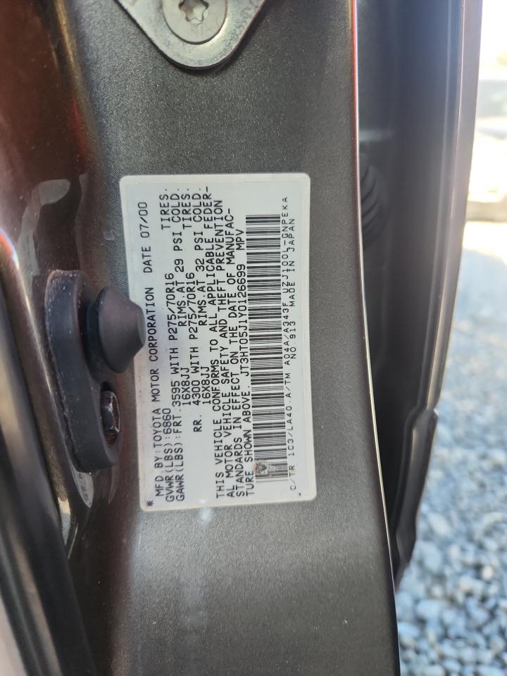 2000 Toyota Land Cruiser VIN: JT3HT05J1Y0126699 Lot: 87030885