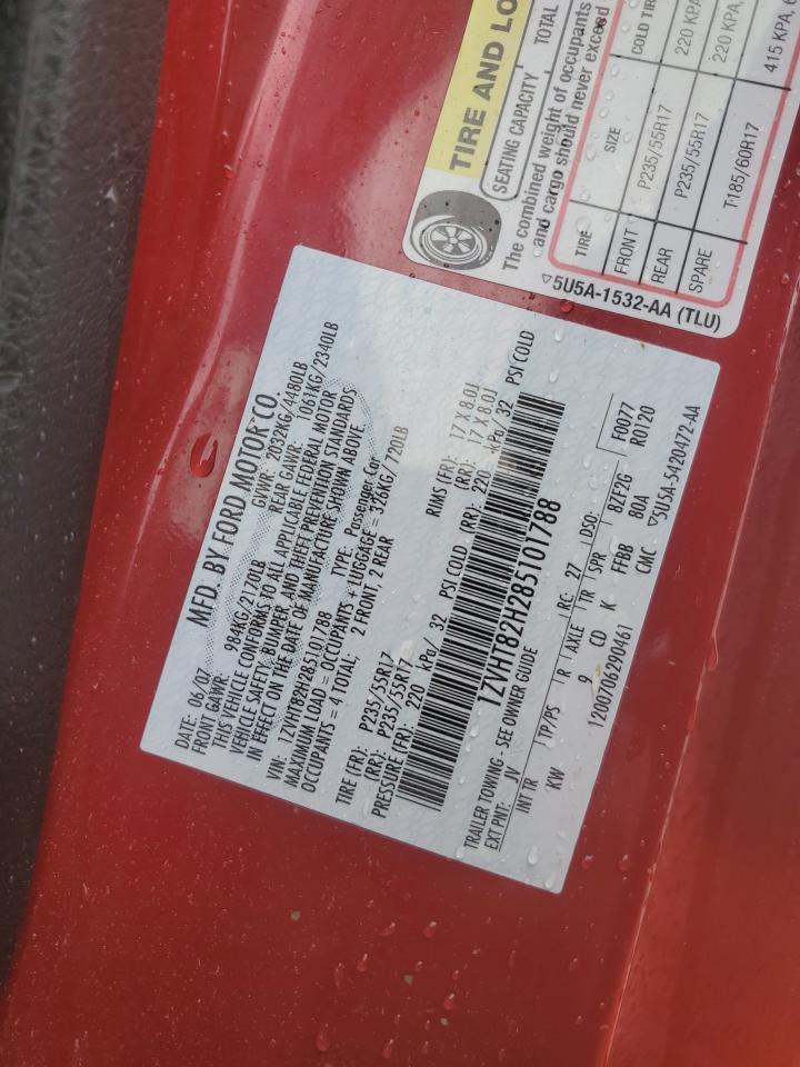 2008 Ford Mustang Gt VIN: 1ZVHT82H285101788 Lot: 90345055