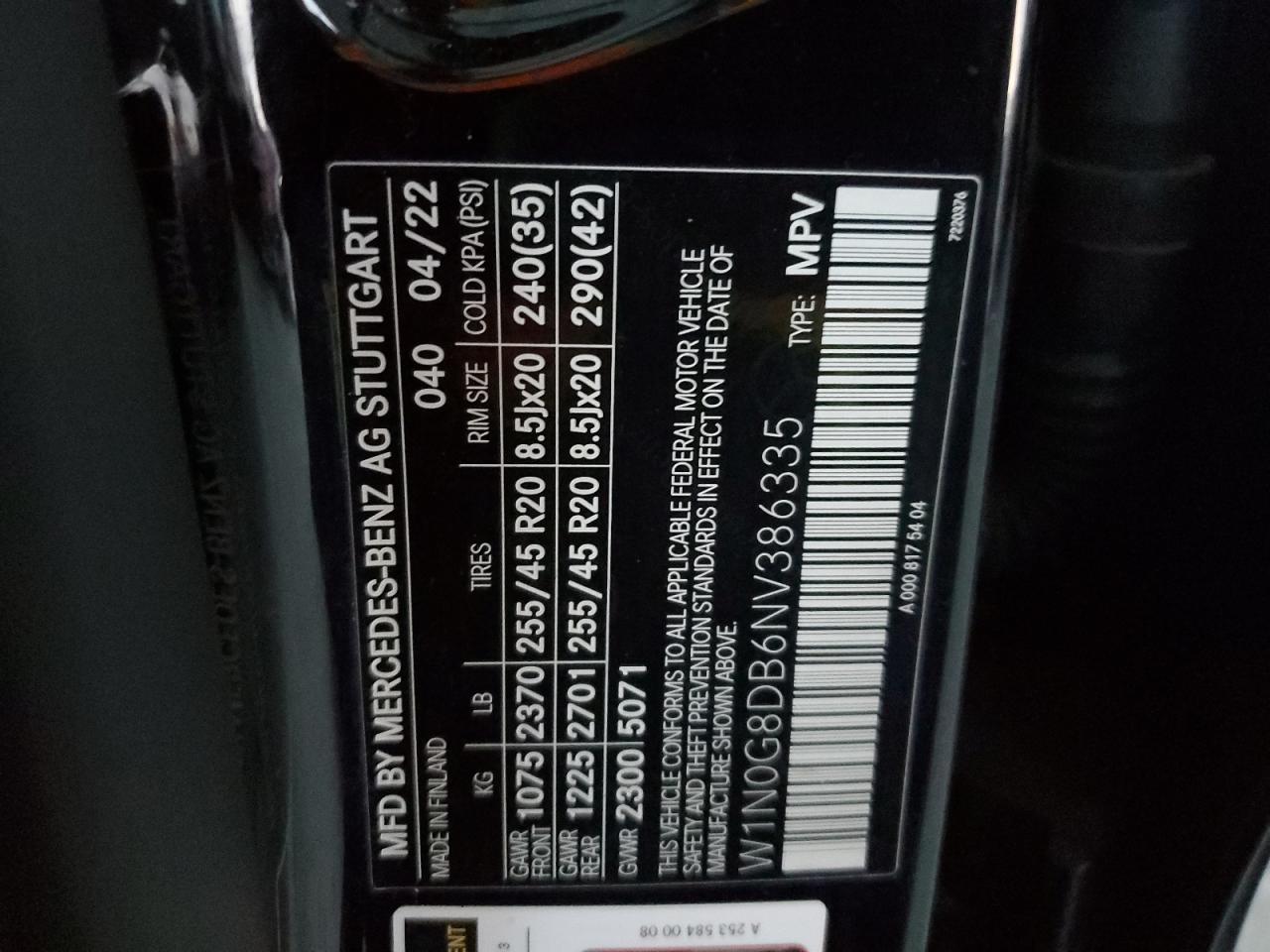 2022 Mercedes-Benz Glc 300 VIN: W1N0G8DB6NV386335 Lot: 82675055