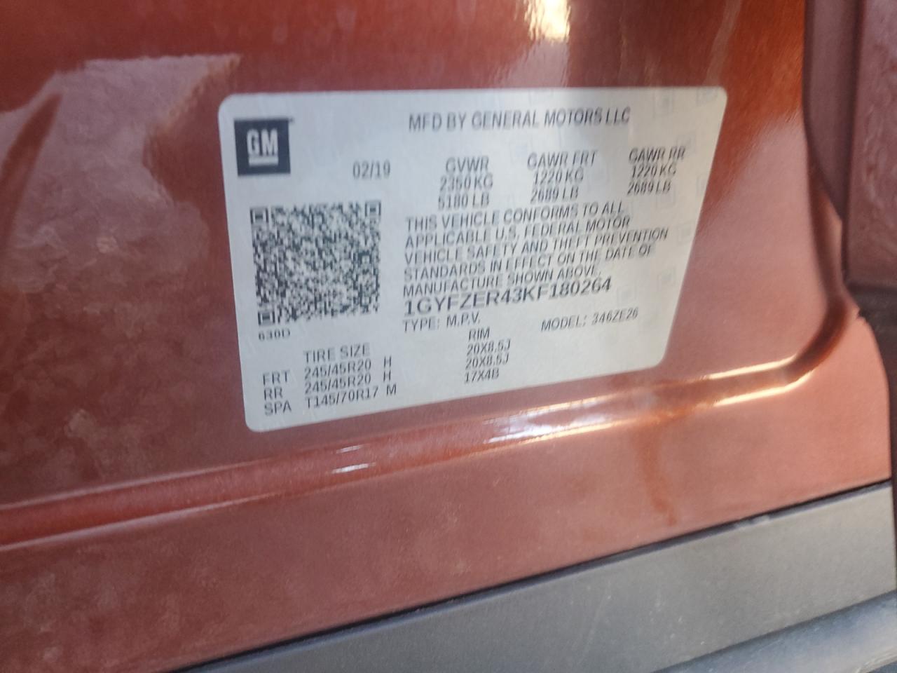 2019 Cadillac Xt4 Sport VIN: 1GYFZER43KF180264 Lot: 82411065