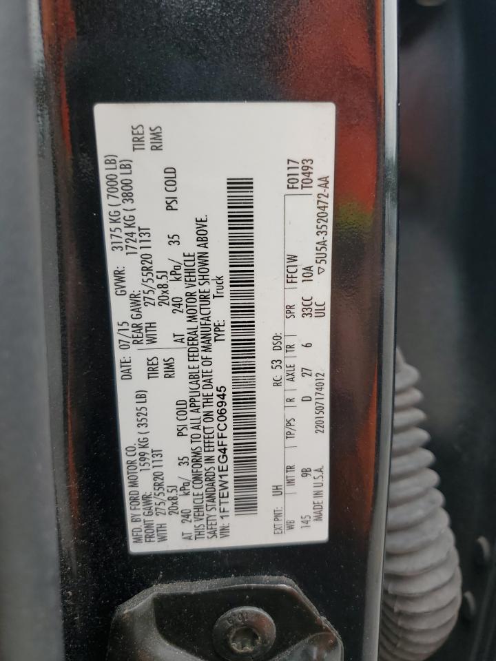 2015 Ford F150 Supercrew VIN: 1FTEW1EG4FFC06945 Lot: 86177565