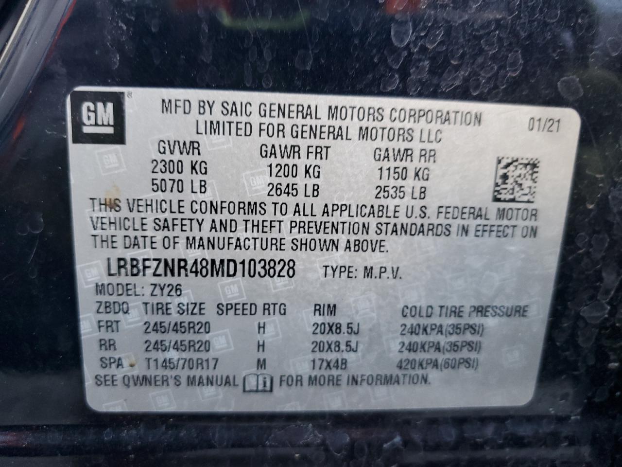 2021 Buick Envision Essence VIN: LRBFZNR48MD103828 Lot: 86647575