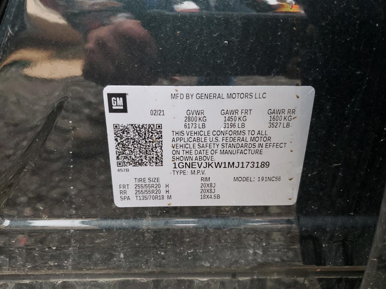 2021 Chevrolet Traverse Rs VIN: 1GNEVJKW1MJ173189 Lot: 81902045