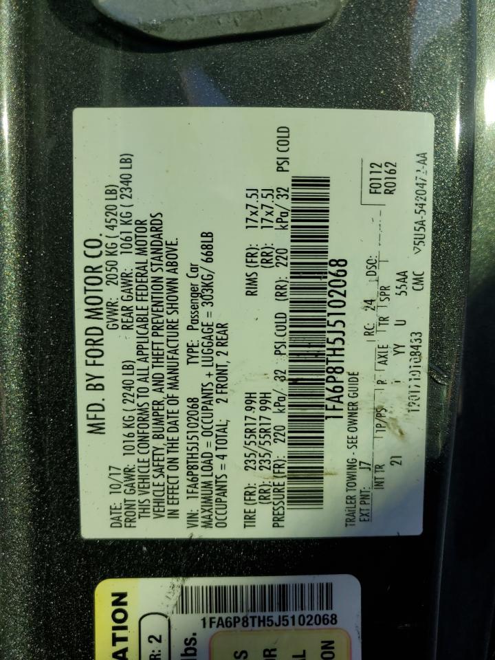 2018 Ford Mustang VIN: 1FA6P8TH5J5102068 Lot: 87439975