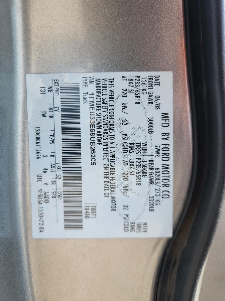 2008 Ford Explorer Sport Trac Limited VIN: 1FMEU33E68UB26205 Lot: 82361125