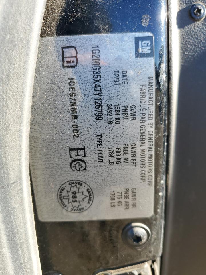 2007 Pontiac Solstice Gxp VIN: 1G2MG35X47Y126799 Lot: 89906705