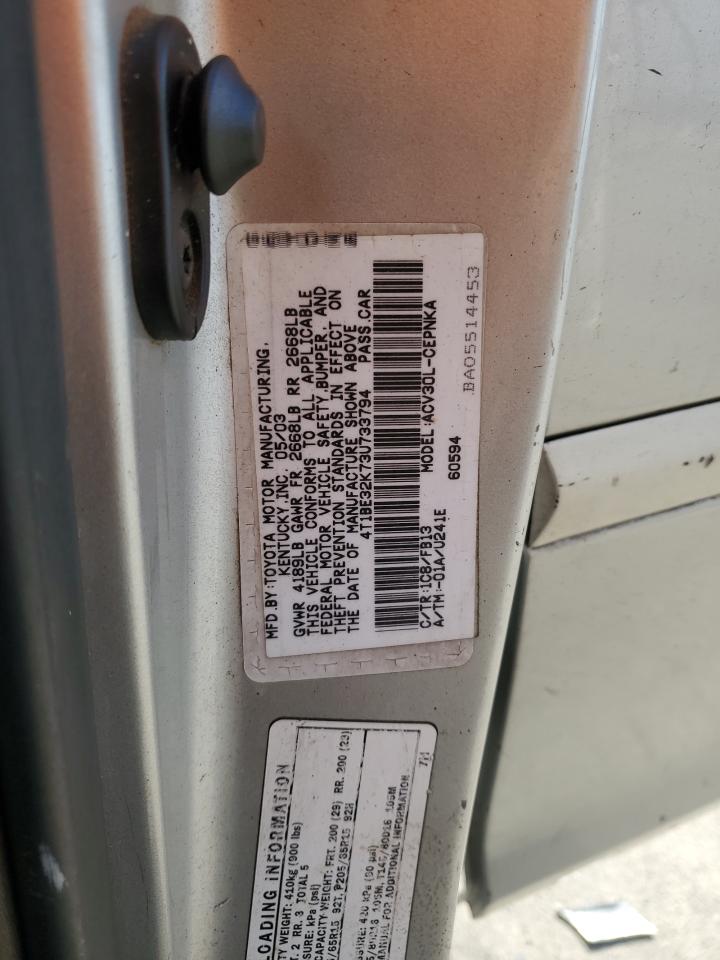 2003 Toyota Camry Le VIN: 4T1BE32K73U733794 Lot: 86666555