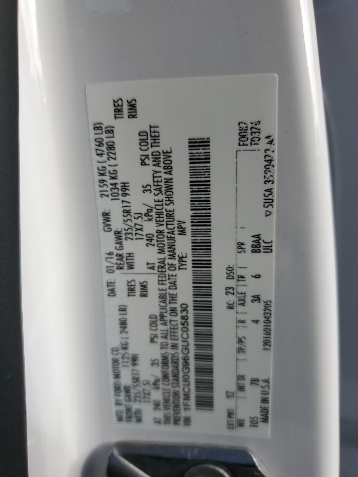 2016 Ford Escape Se VIN: 1FMCU0G96GUC05830 Lot: 81950655