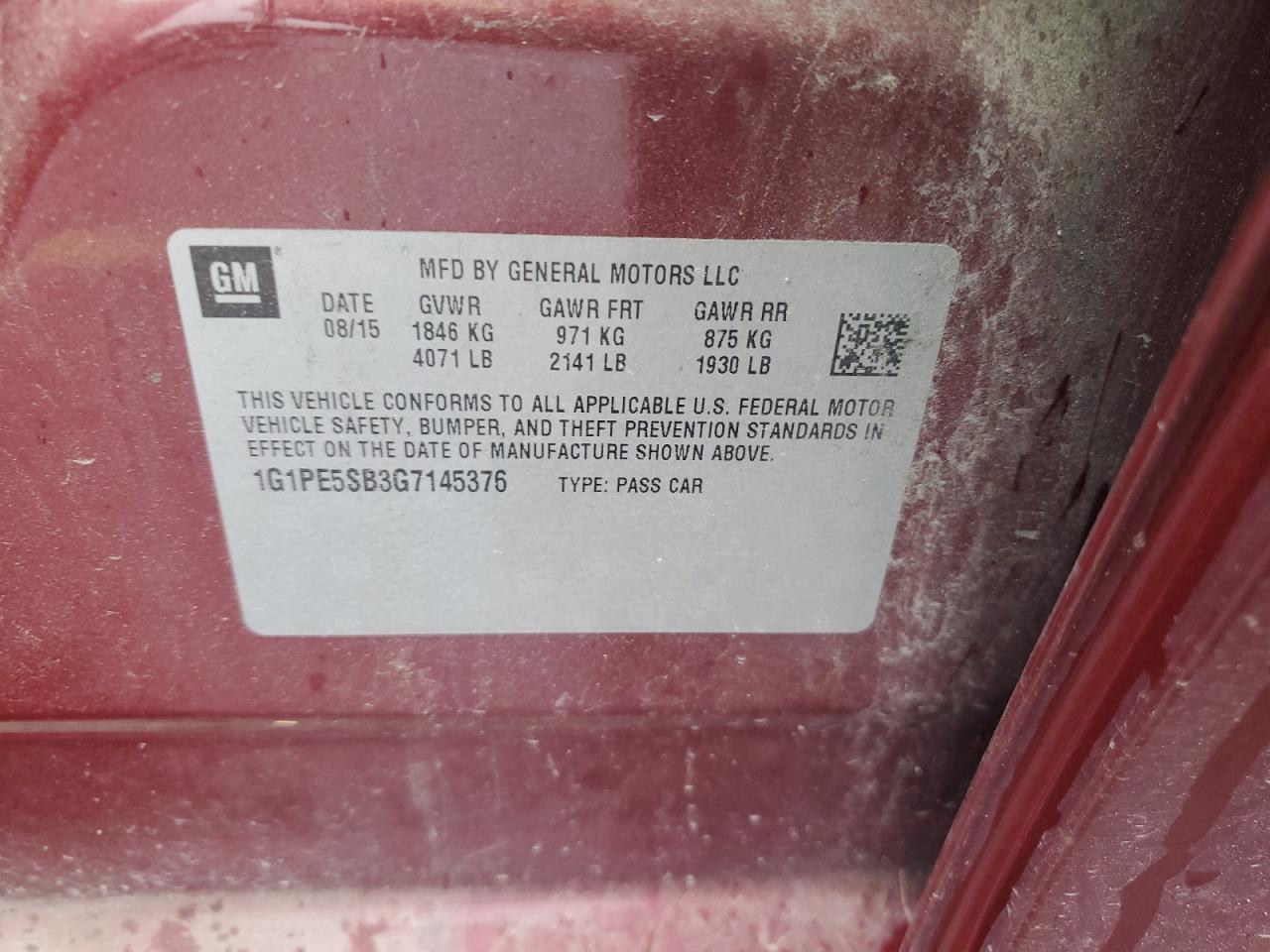 2016 Chevrolet Cruze Limited Lt VIN: 1G1PE5SB3G7145376 Lot: 90701925