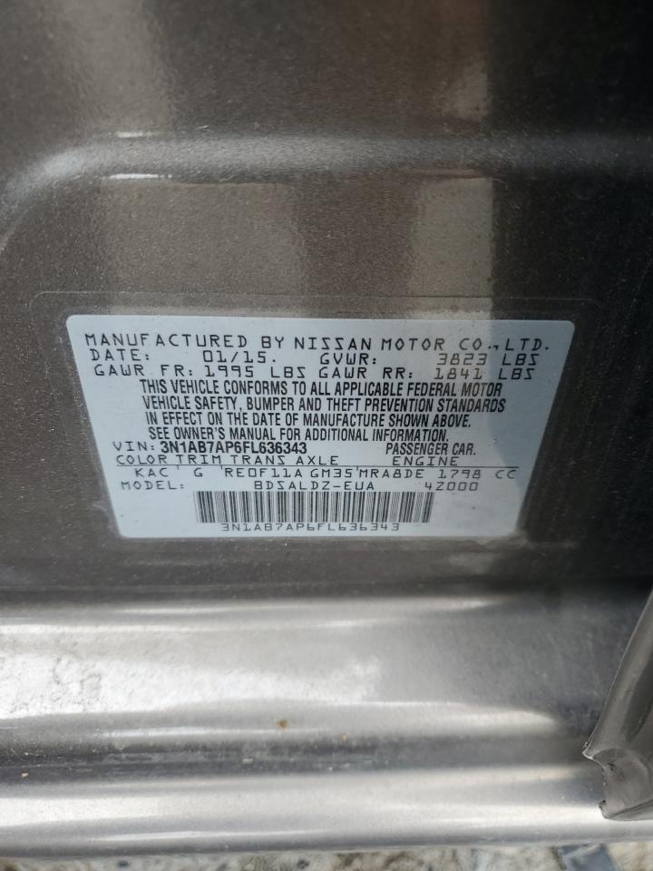 2015 Nissan Sentra S VIN: 3N1AB7AP6FL636343 Lot: 82509275