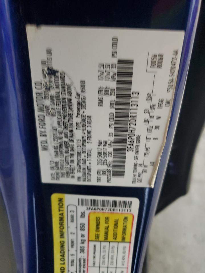 2013 Ford Fusion Se VIN: 3FA6P0H72DR113113 Lot: 85210125