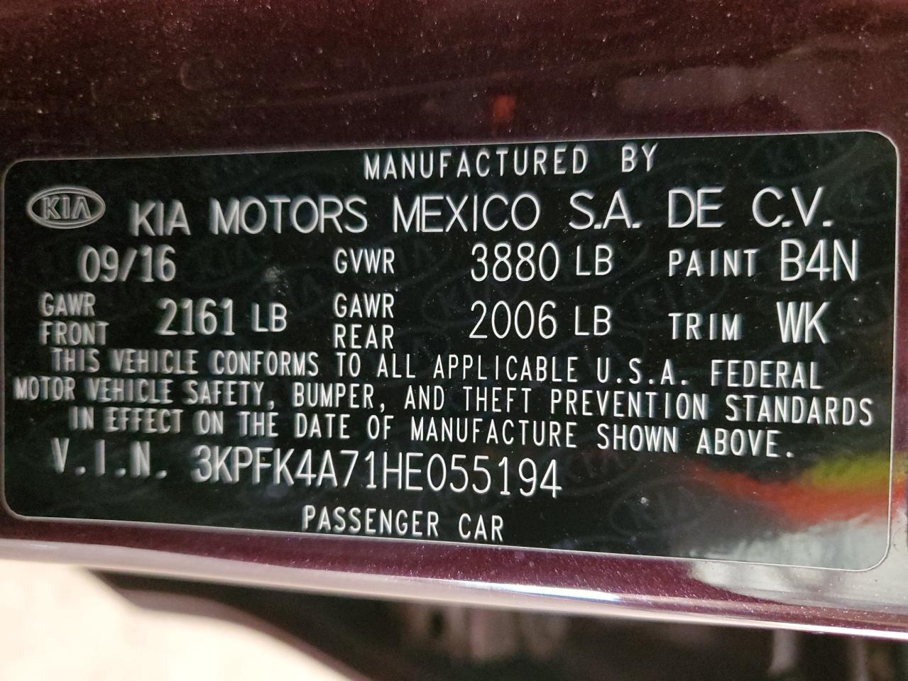2017 Kia Forte Lx VIN: 3KPFK4A71HE055194 Lot: 89566305