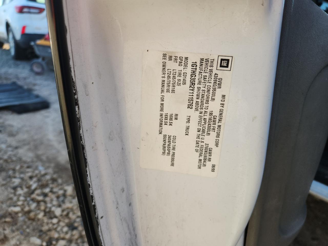 2000 GMC Savana G3500 VIN: 1GTHG35R2Y1115762 Lot: 83968895