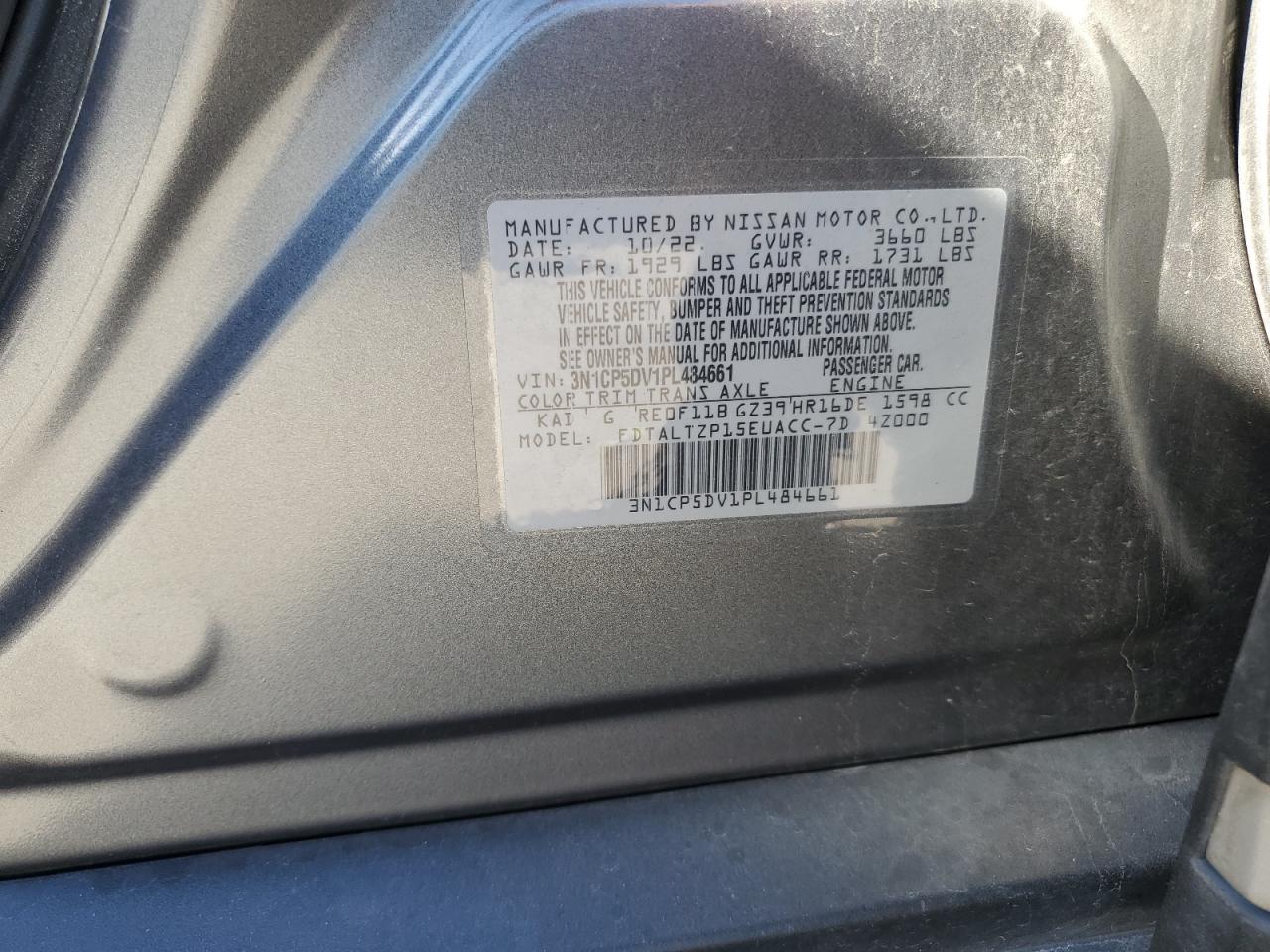 2023 Nissan Kicks Sr VIN: 3N1CP5DV1PL484661 Lot: 86336405