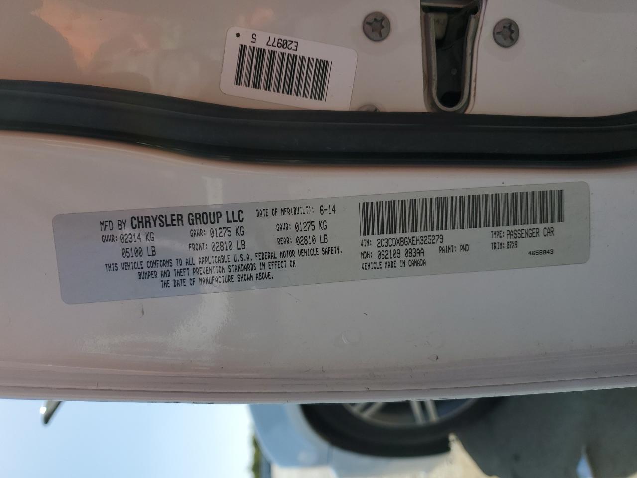 2014 Dodge Charger Se VIN: 2C3CDXBGXEH325279 Lot: 85945435