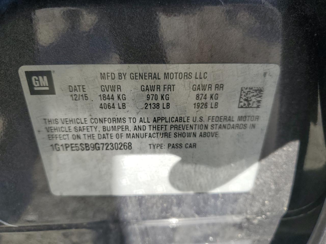 2016 Chevrolet Cruze Limited Lt VIN: 1G1PE5SB9G7230268 Lot: 84194525