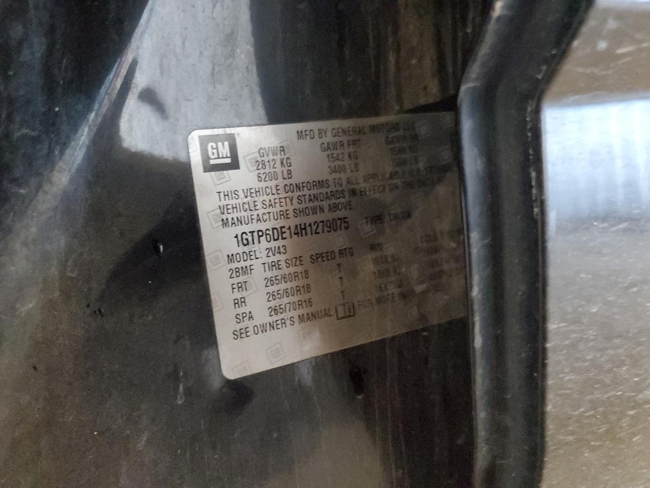 2017 GMC Canyon Slt VIN: 1GTP6DE14H1279075 Lot: 85318145