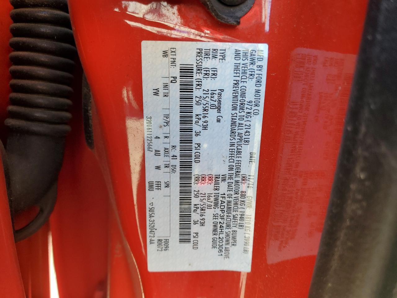 2017 Ford Focus Se VIN: 1FADP3F24HL203061 Lot: 85556575