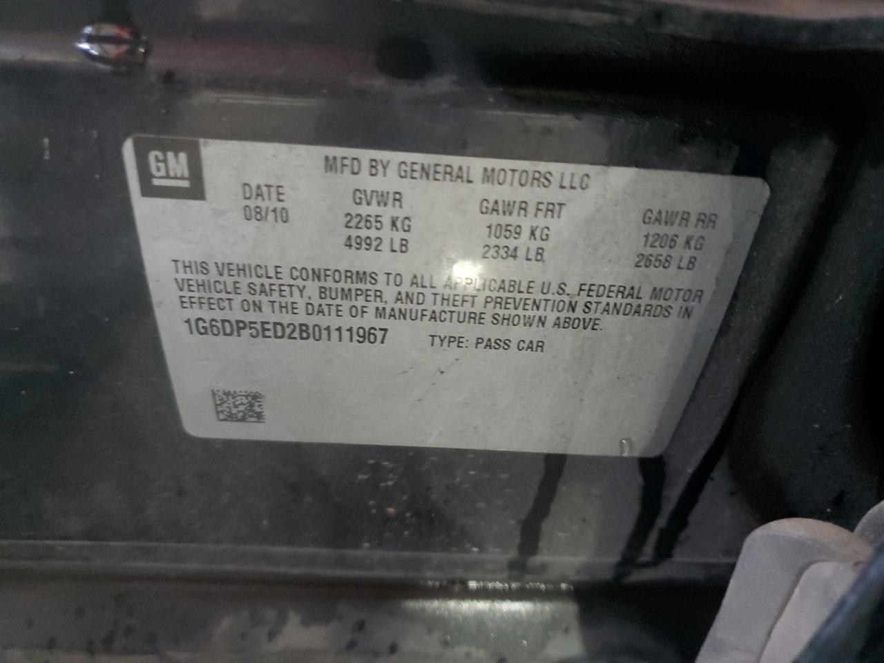 2011 Cadillac Cts Premium Collection VIN: 1G6DP5ED2B0111967 Lot: 90598025