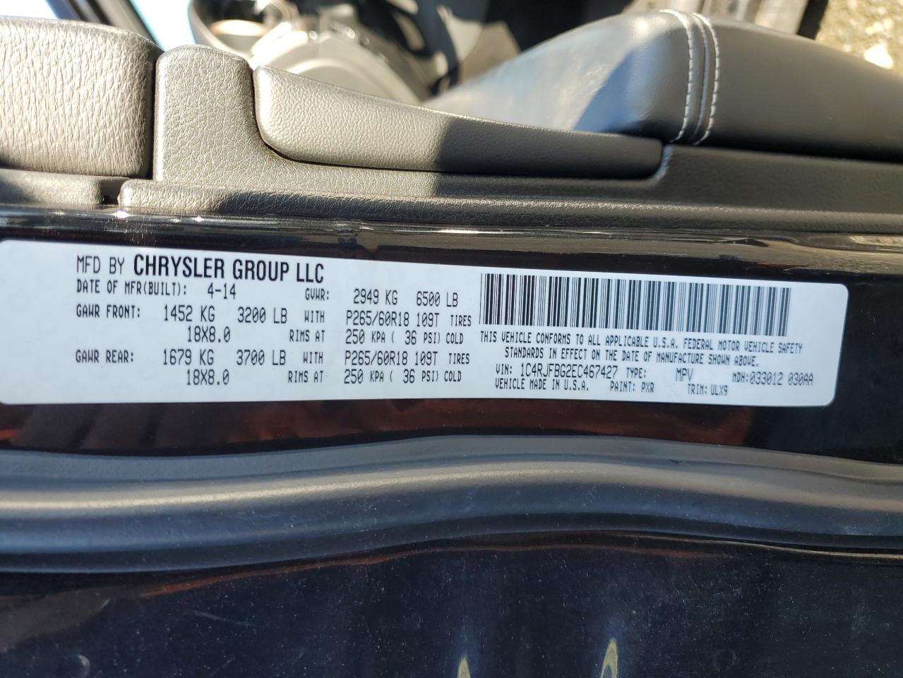 2014 Jeep Grand Cherokee Limited VIN: 1C4RJFBG2EC467427 Lot: 82369175