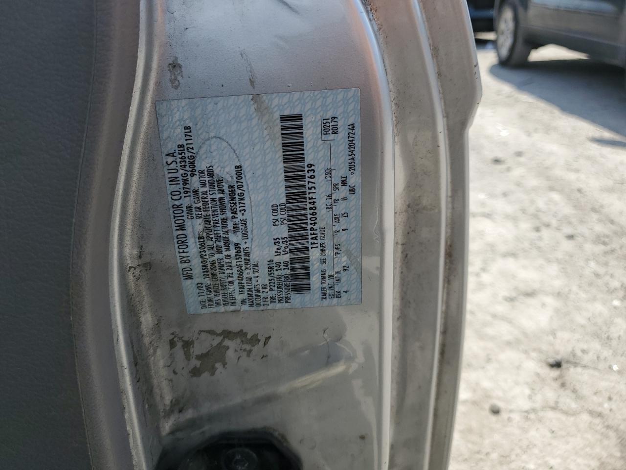 2004 Ford Mustang VIN: 1FAFP40684F157639 Lot: 84430535