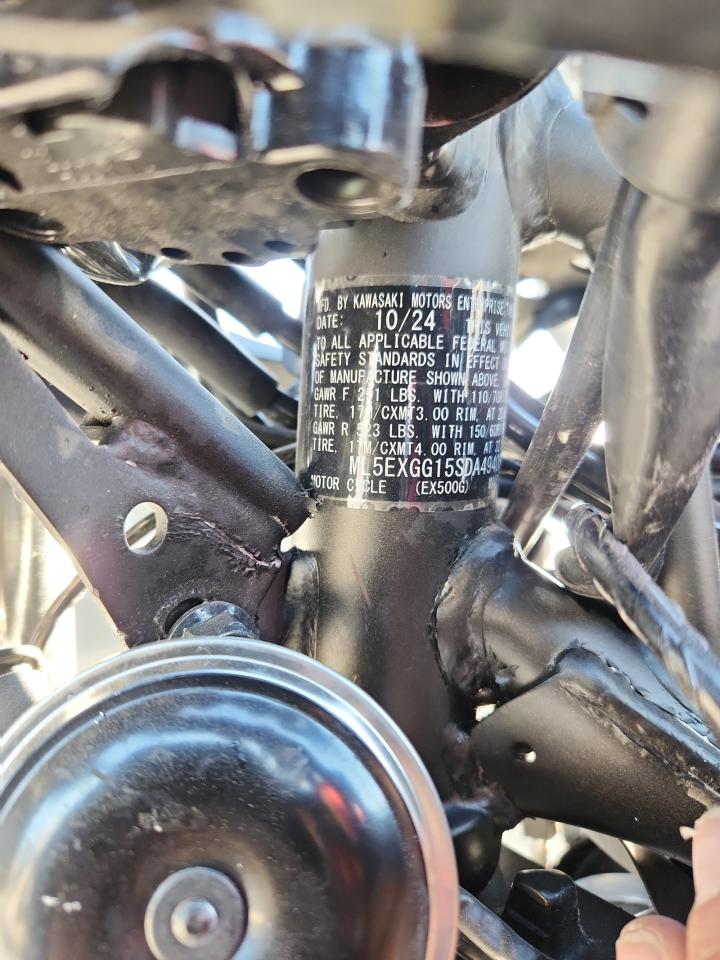 2025 Kawasaki Ex500 VIN: ML5EXGG15SDA49406 Lot: 87465135