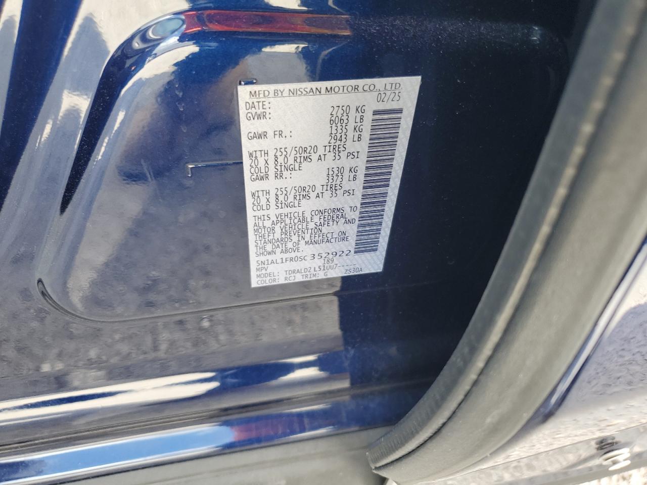 2025 Infiniti Qx60 Luxe VIN: 5N1AL1FR0SC352922 Lot: 84431055