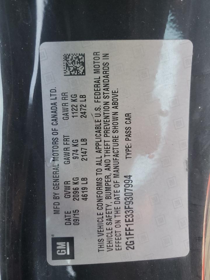 2015 Chevrolet Camaro Lt VIN: 2G1FF1E33F9307994 Lot: 82220975