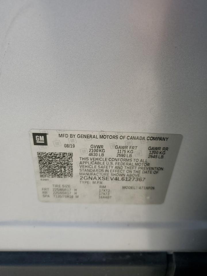 2020 Chevrolet Equinox Ls VIN: 2GNAXSEV4L6127367 Lot: 86329255