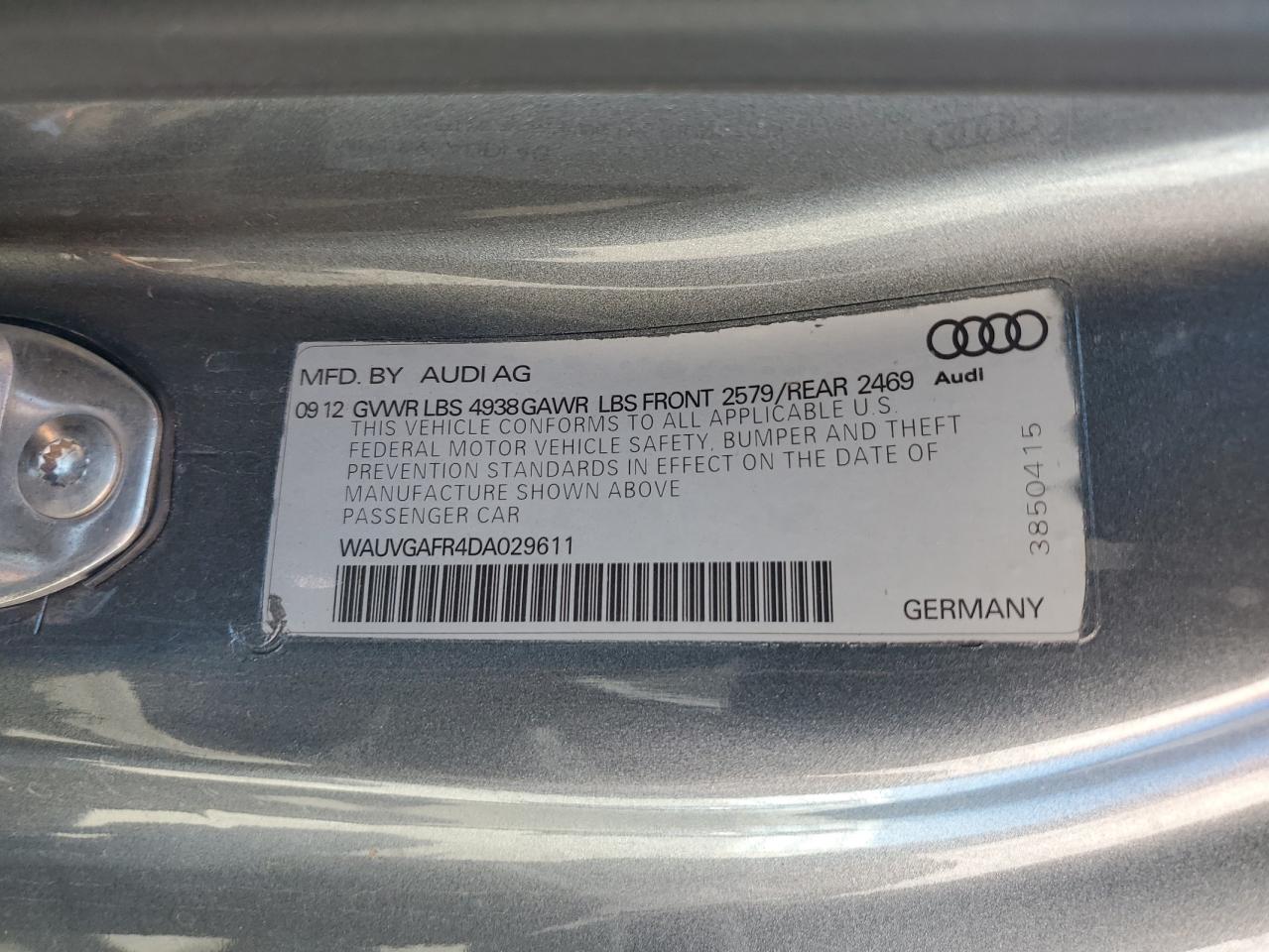 2013 Audi S5 Prestige VIN: WAUVGAFR4DA029611 Lot: 84958435