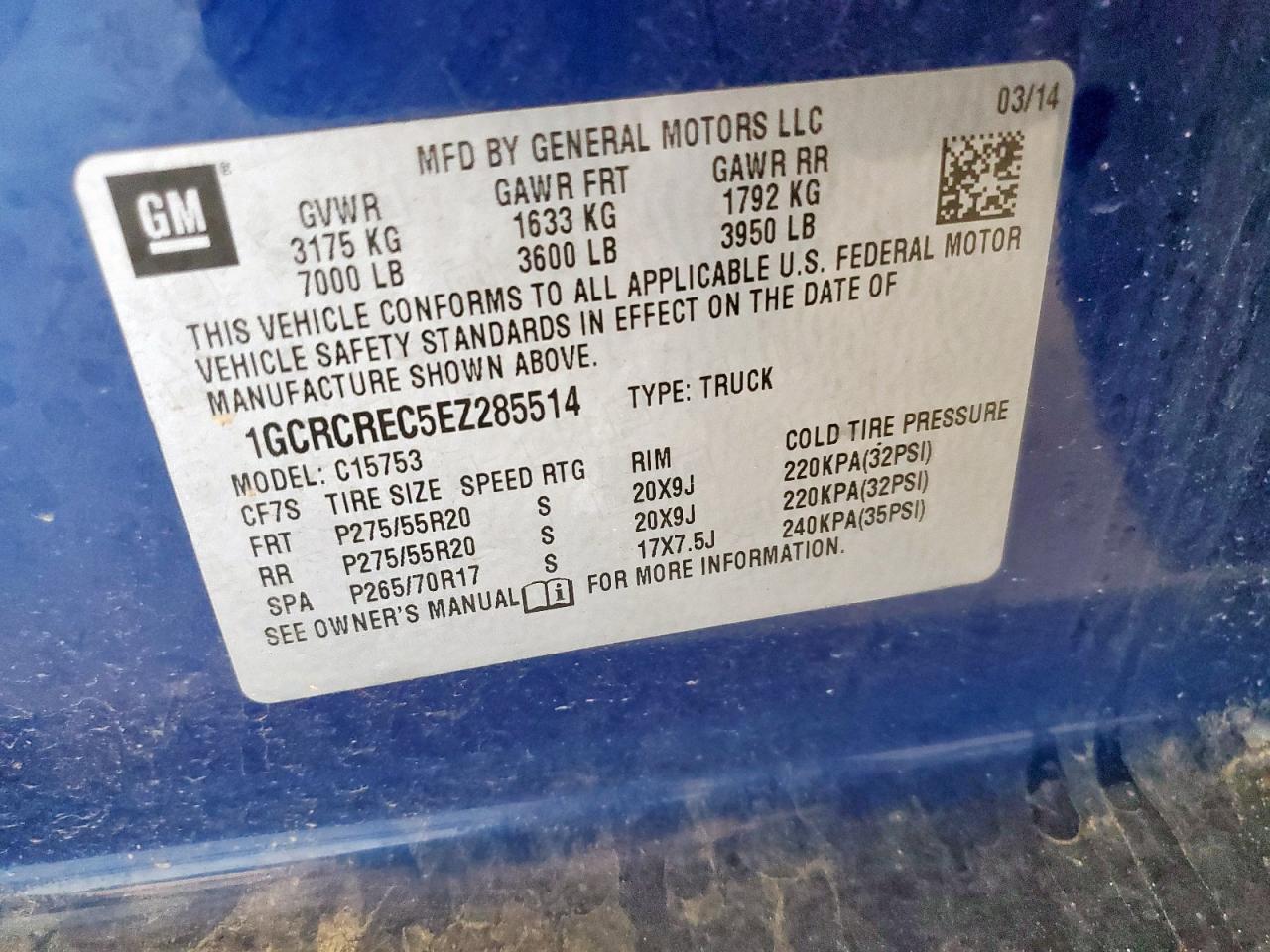 2014 Chevrolet Silverado C1500 Lt VIN: 1GCRCREC5EZ285514 Lot: 86170595