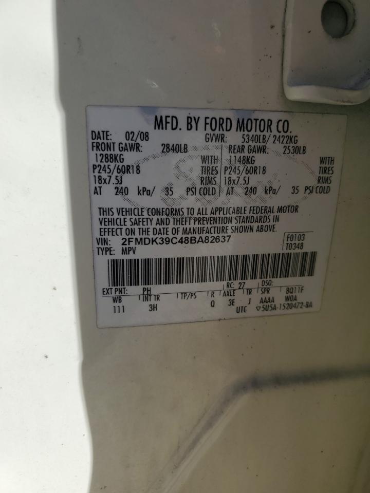 2008 Ford Edge Limited VIN: 2FMDK39C48BA82637 Lot: 84908365