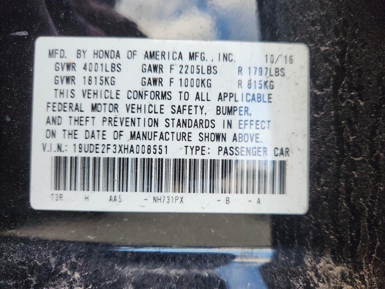 2017 Acura Ilx Base Watch Plus VIN: 19UDE2F3XHA008551 Lot: 90834435