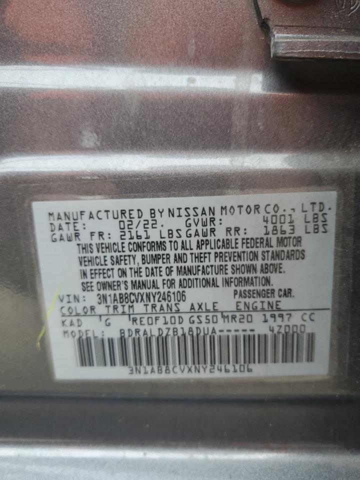 2022 Nissan Sentra Sv VIN: 3N1AB8CVXNY246106 Lot: 86106045