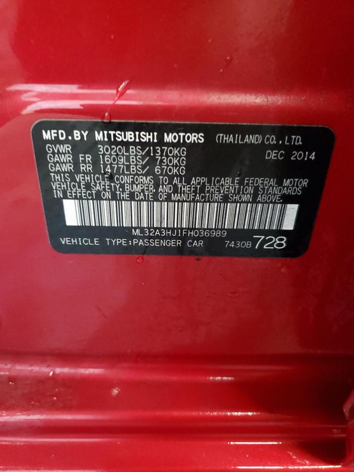 2015 Mitsubishi Mirage De VIN: ML32A3HJ1FH036989 Lot: 86082885