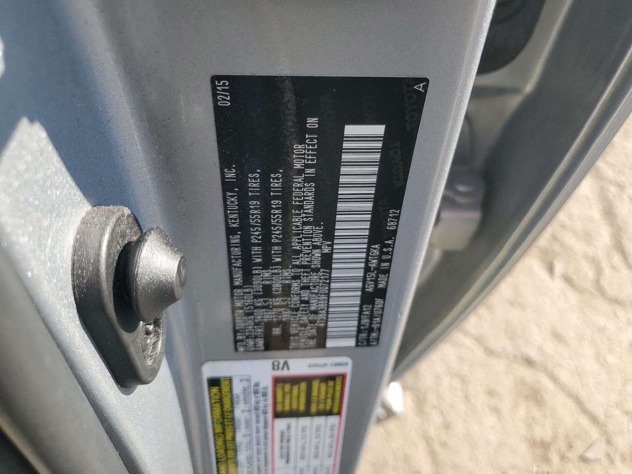 2015 Toyota Venza Le VIN: 4T3BA3BB9FU072177 Lot: 85732105