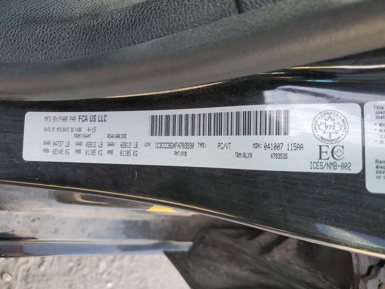 2015 Chrysler 200 S VIN: 1C3CCCBGXFN703590 Lot: 84064155