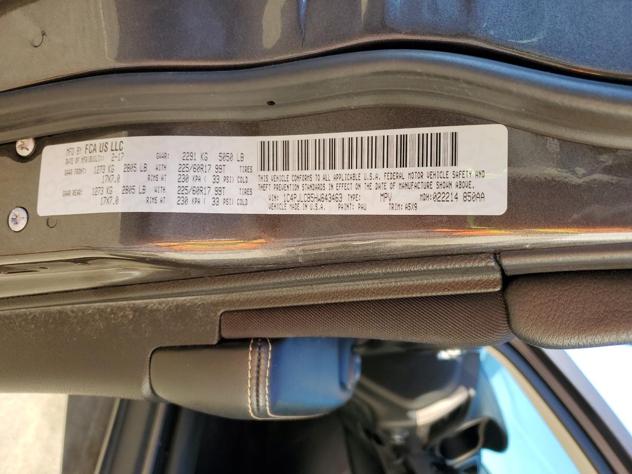 2017 Jeep Cherokee Latitude VIN: 1C4PJLCB5HW643463 Lot: 86161625