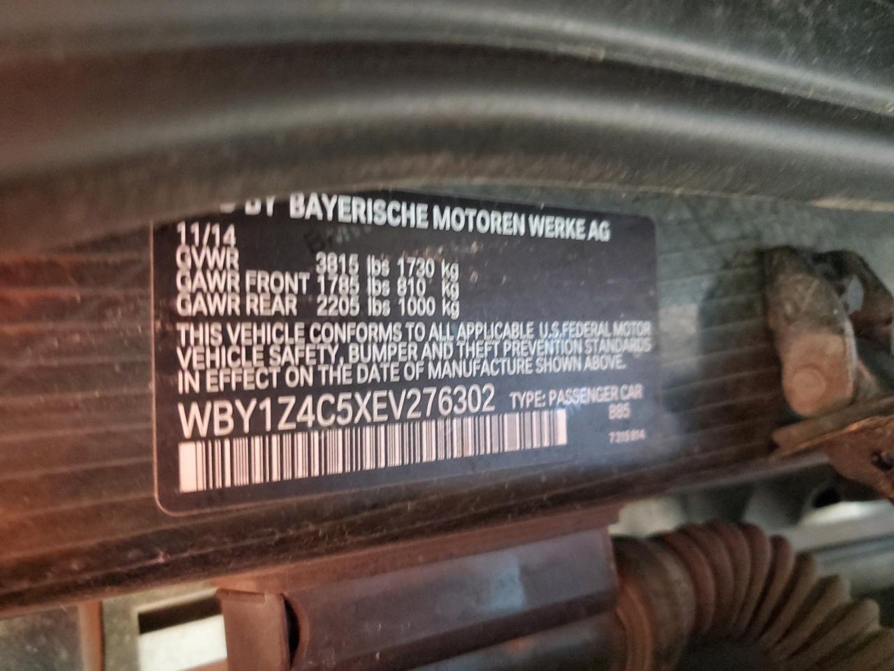 2014 BMW I3 Rex VIN: WBY1Z4C5XEV276302 Lot: 82749545