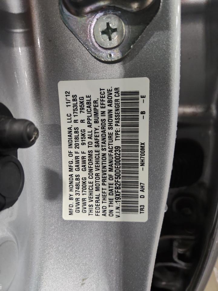 2013 Honda Civic Lx VIN: 19XFB2F50DE000239 Lot: 84286655