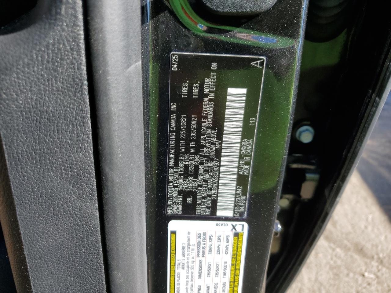 2025 Lexus Rx 350H Base VIN: 2T2BBMCA5SC087977 Lot: 87120355