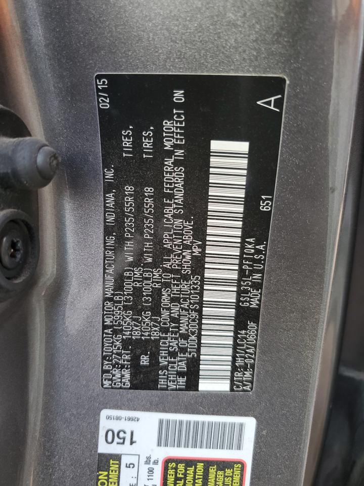 2015 Toyota Sienna Xle VIN: 5TDDK3DC9FS101335 Lot: 84937255