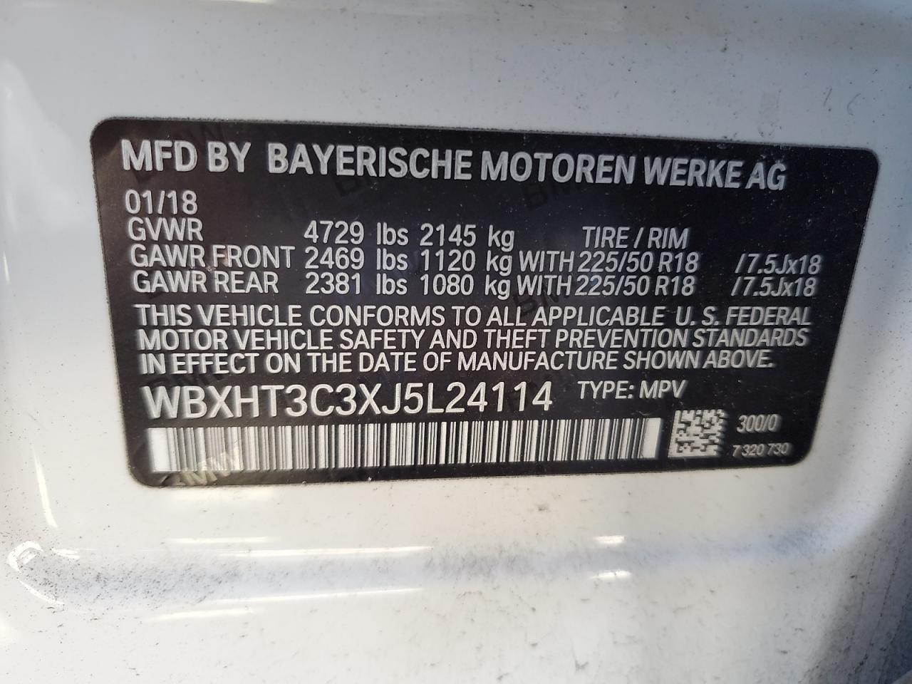 2018 BMW X1 xDrive28I VIN: WBXHT3C3XJ5L24114 Lot: 71415875