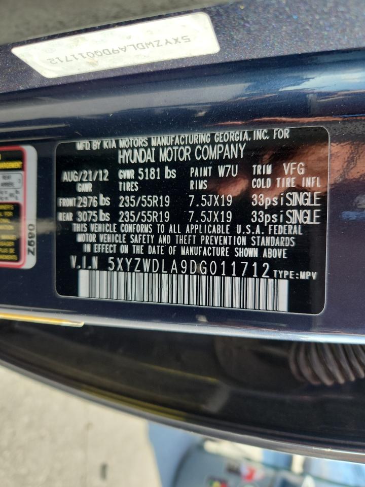 2013 Hyundai Santa Fe Sport VIN: 5XYZWDLA9DG011712 Lot: 82250305