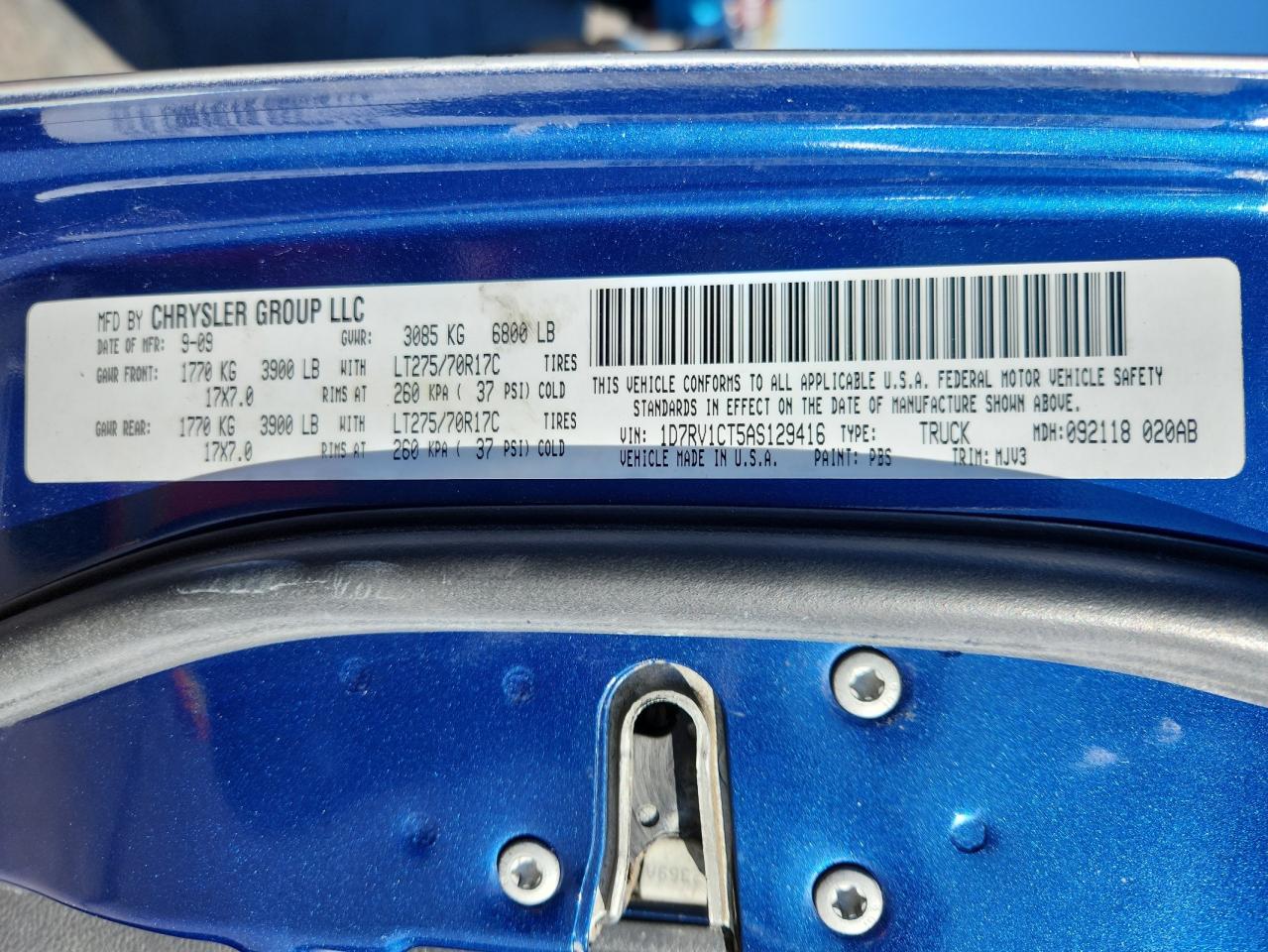 2010 Dodge Ram 1500 VIN: 1D7RV1CT5AS129416 Lot: 87125015