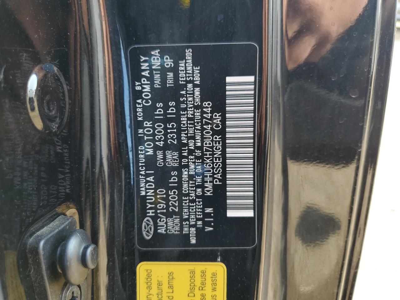 2011 Hyundai Genesis Coupe 3.8L VIN: KMHHU6KH7BU047448 Lot: 87088455