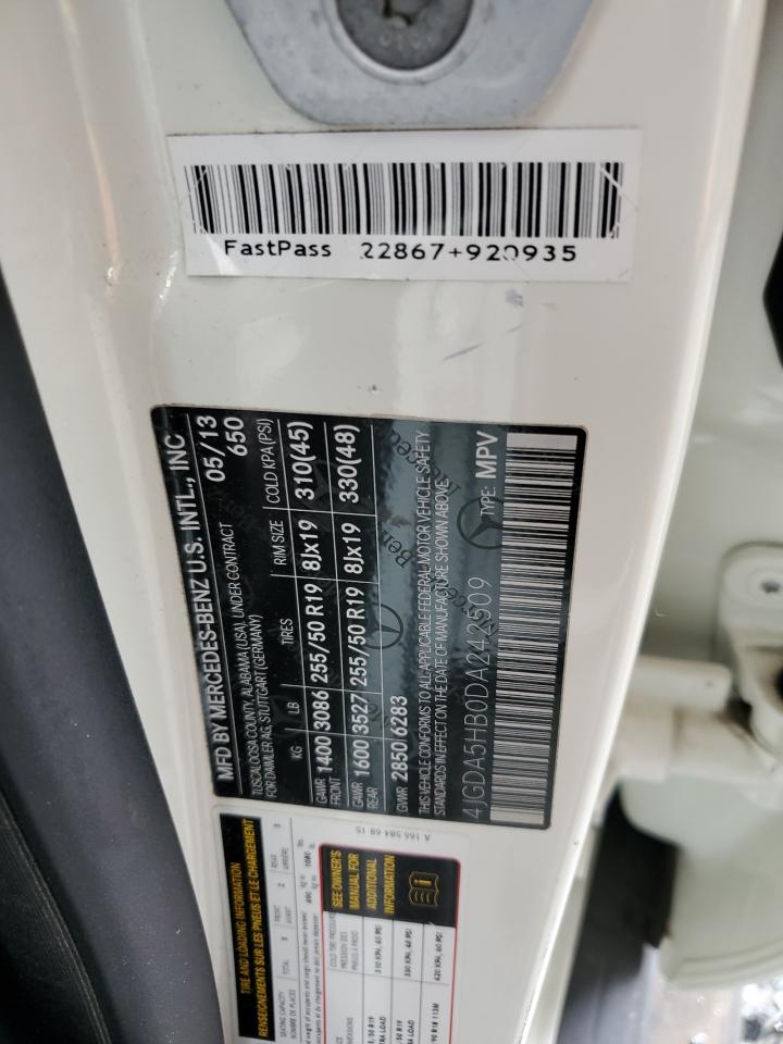 2013 Mercedes-Benz Ml 350 4Matic VIN: 4JGDA5HB0DA242509 Lot: 85708095